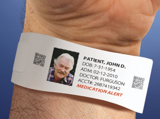 Photo 3: Barcoded Patient ID wristband from Standard Register. Photo Courtesy of Standard Register.